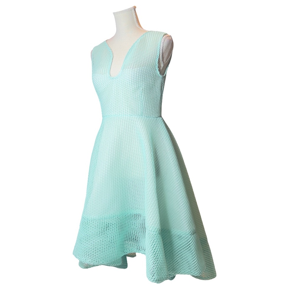 #A293 FT INC PASTEL AESTHETIC AQUA BLUE MESH OVERLAY DRESS NWOT FREE SIZE - Picture 4 of 9
